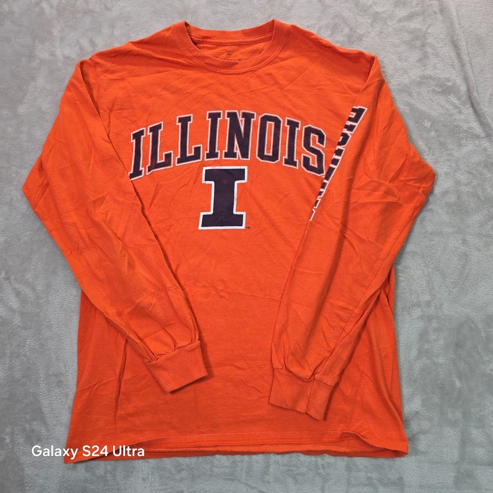 Illinois Fighting Illini Shirt Mens Medium Orange Fanatics Football NCAA Graphic